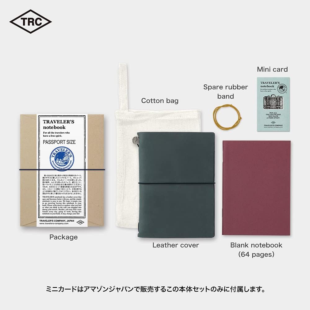 DESIGNPHIL Traveler's Notebook, Passport Size, Limited Edition, Card Included, Blue 91209661