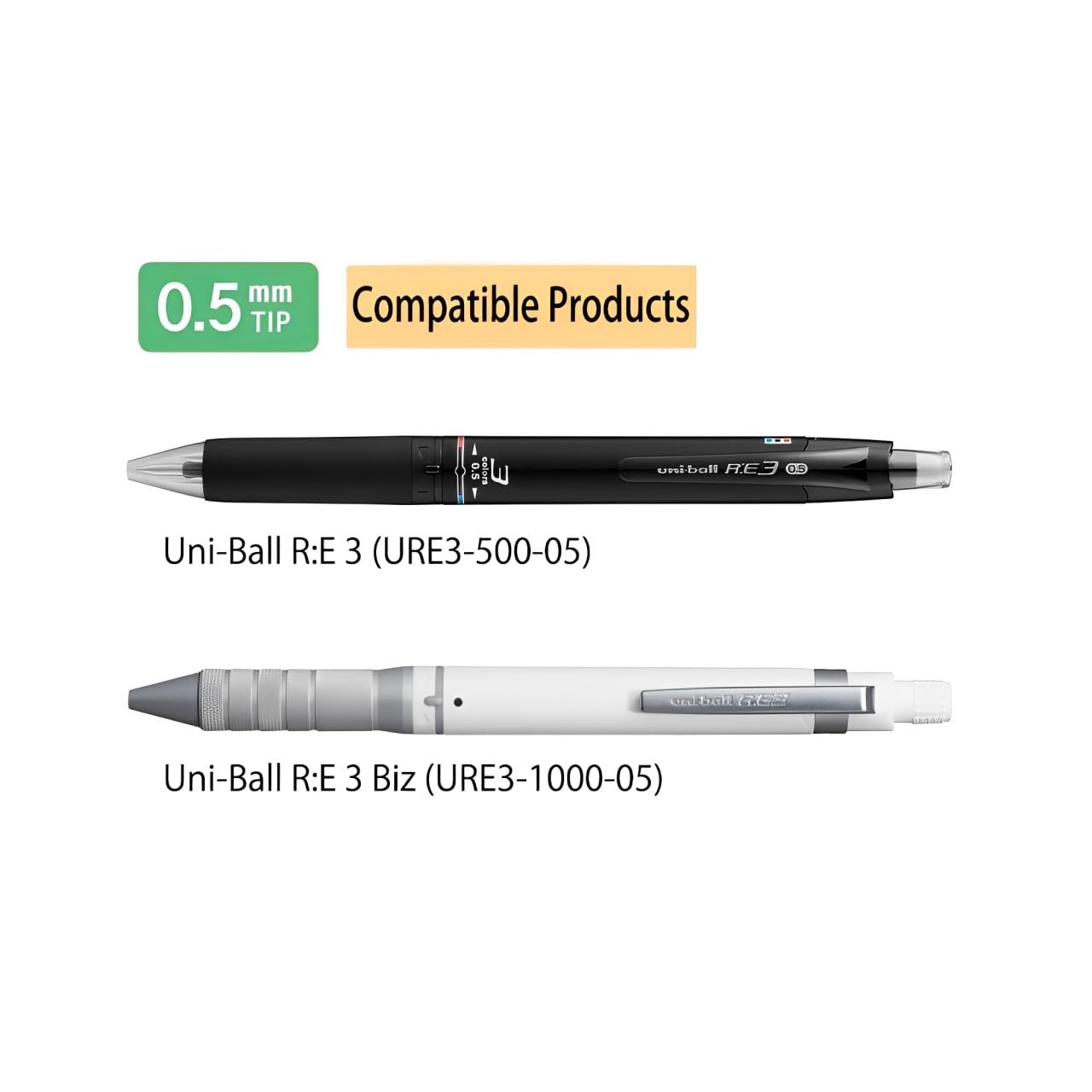 Premium Writing Pen Japan ? Mitsubishi Pencil Uni-Ball R:E URR103-05 Erasable Tri-Color Ballpoint Pen Refill, Blue, Set of 10 ? Smooth Writing Performance ? For Office & Daily Notes ? Original Imported