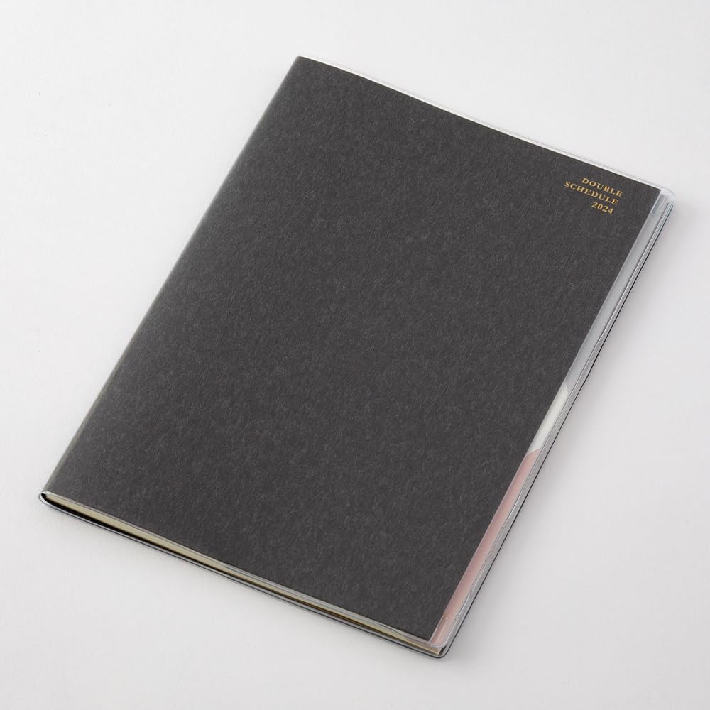 Midori 22262006 Double Schedule Notebook, 2024, B6, Monthly, Black (Starts October 2023) (beige)
