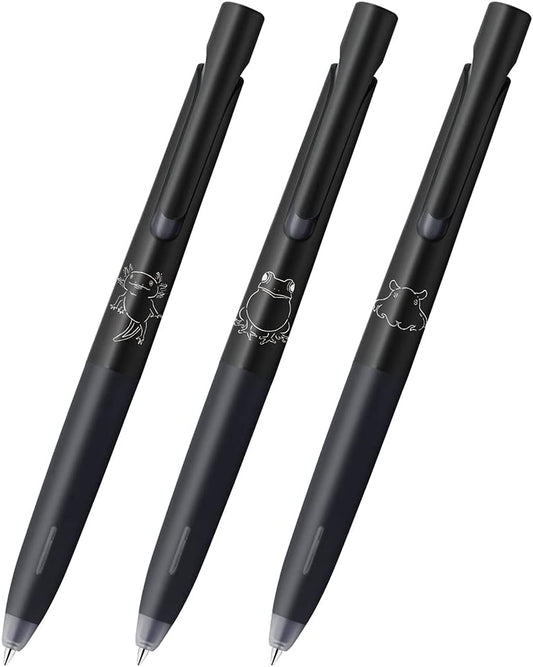 ZEBRA BAS88-AS-3BK Oil-Based Ballpoint Pen, Blen, 0.02 inches (0.5 mm), Animal Pattern, Black Ink, Set of 3