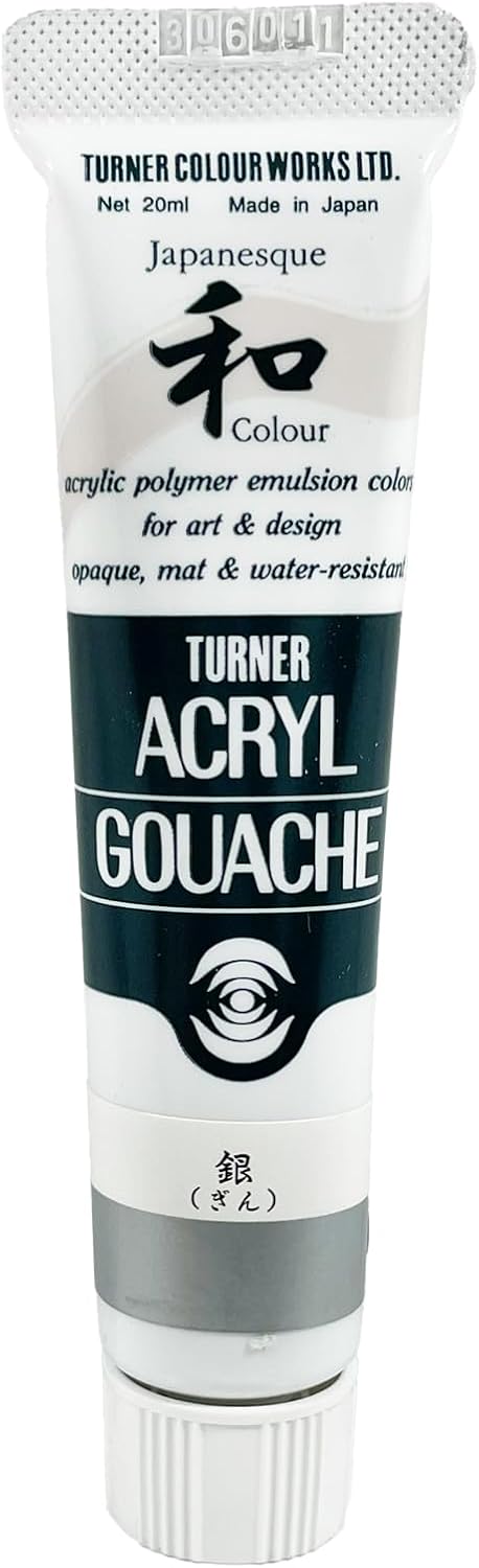 Turner Colour Works Acryl Gouache Artist Acrylic Paint - Single 20 ml Tube - Japanesque Silver (Metallic)
