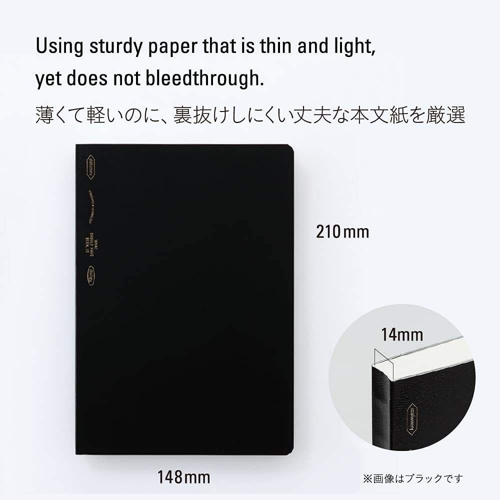 Nitoms S4147 STALOGY Notebook, 365 Days Notebook, A5, Dot Square, Black