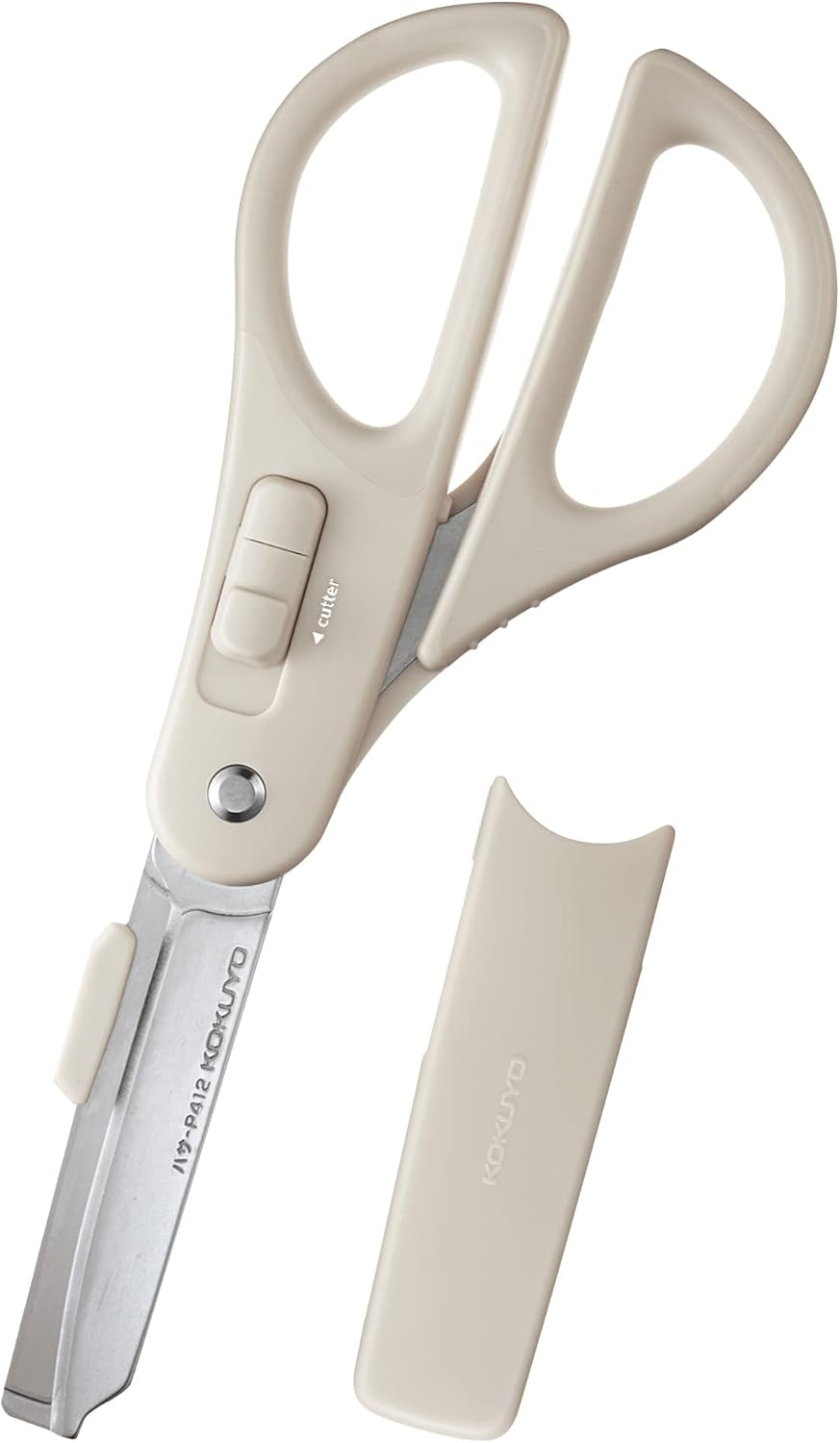KOKUYO Scissors Cutter, 2-Way, Titanium Blade, Khaki, Hasa-T420DG (Glueless Blade: Light gray)
