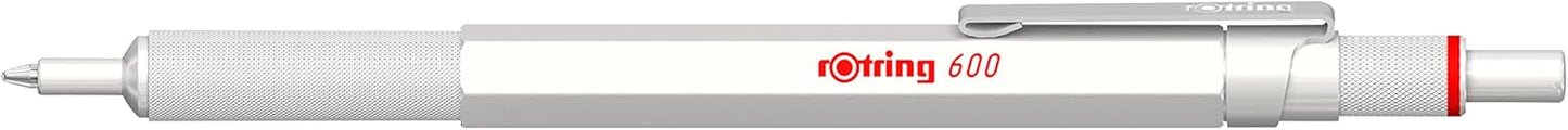 Rotring 600 Metallic Ballpoint Pen Medium Point Black Ink Pearl White Barrel Refillable 1 Count