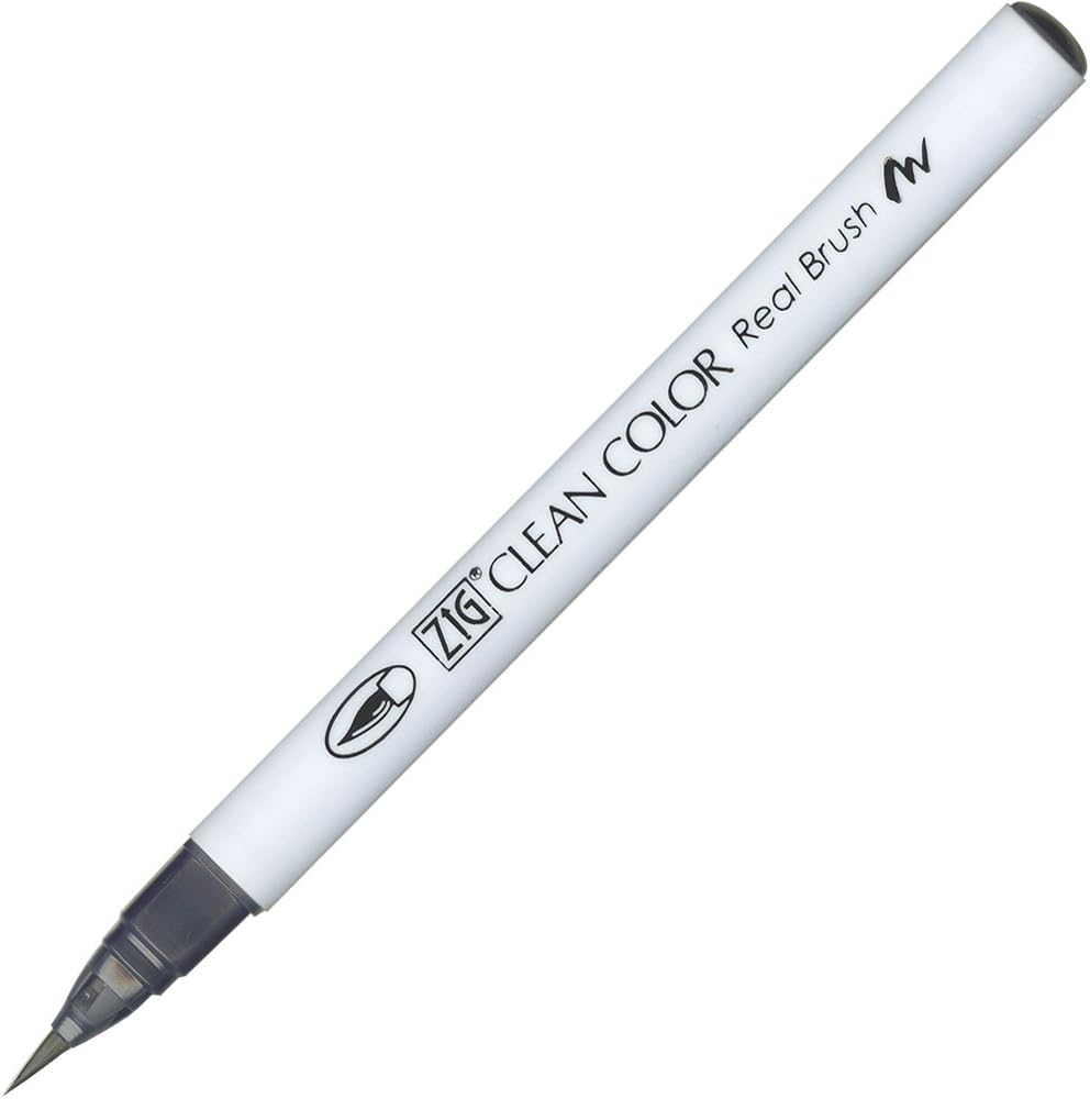Kuretake Fude Brush Pen, Clean Color, Brush No.90, Gray (RB-6000AT-0690)