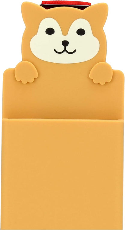 LIHITLAB PuniLab Book Band with Pen Case Holder, 2.1" ?� 0.8", Shiba Dog (A7720-2)