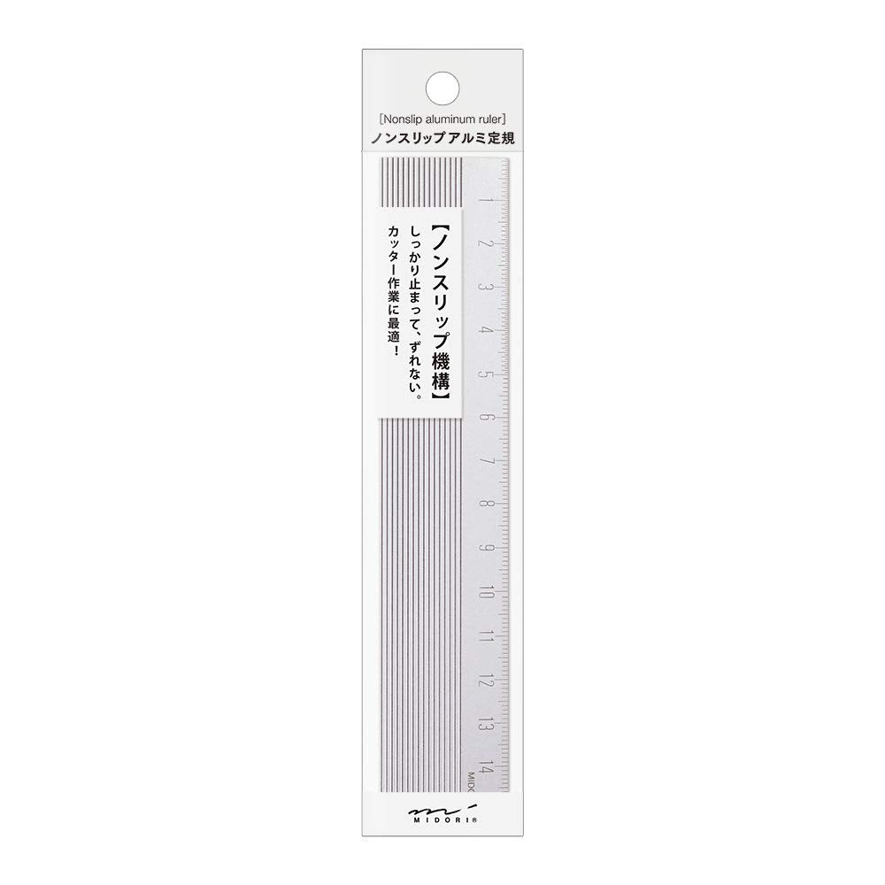 Midori 42276006 Aluminum Ruler, 5.9 inches (15 cm), Non-Slip Silver