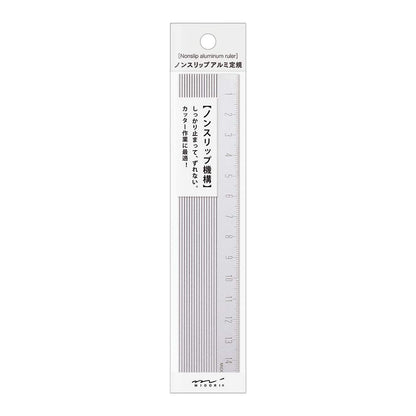 Midori 42276006 Aluminum Ruler, 5.9 inches (15 cm), Non-Slip Silver