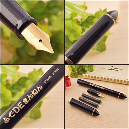 Sailor Fude De Mannen - Stroke Style Calligraphy Fountain Pen - Navy Blue - Nib Angle 40 Degrees (11-0127-740) front view