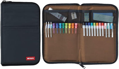 LIHITLAB LAB Slim Pen/Pencil Pouch, Wide, 0.7 ?� 5.5 ?� 8.5 Inches, Black (A7653-24)