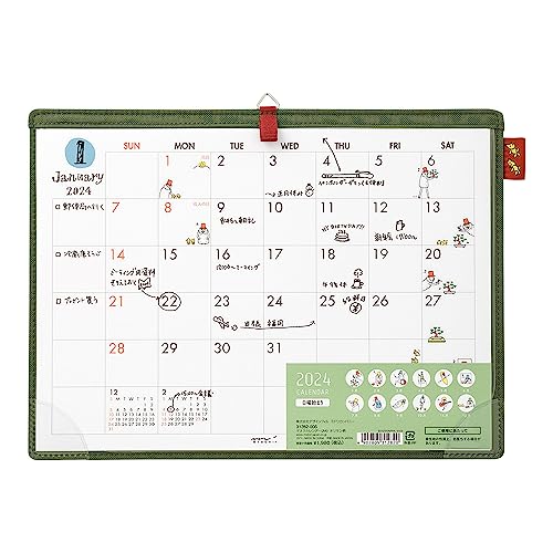 Midori 31282006 2024 Calendar, Tabletop Desk Calendar, A4, Ojisan Pattern