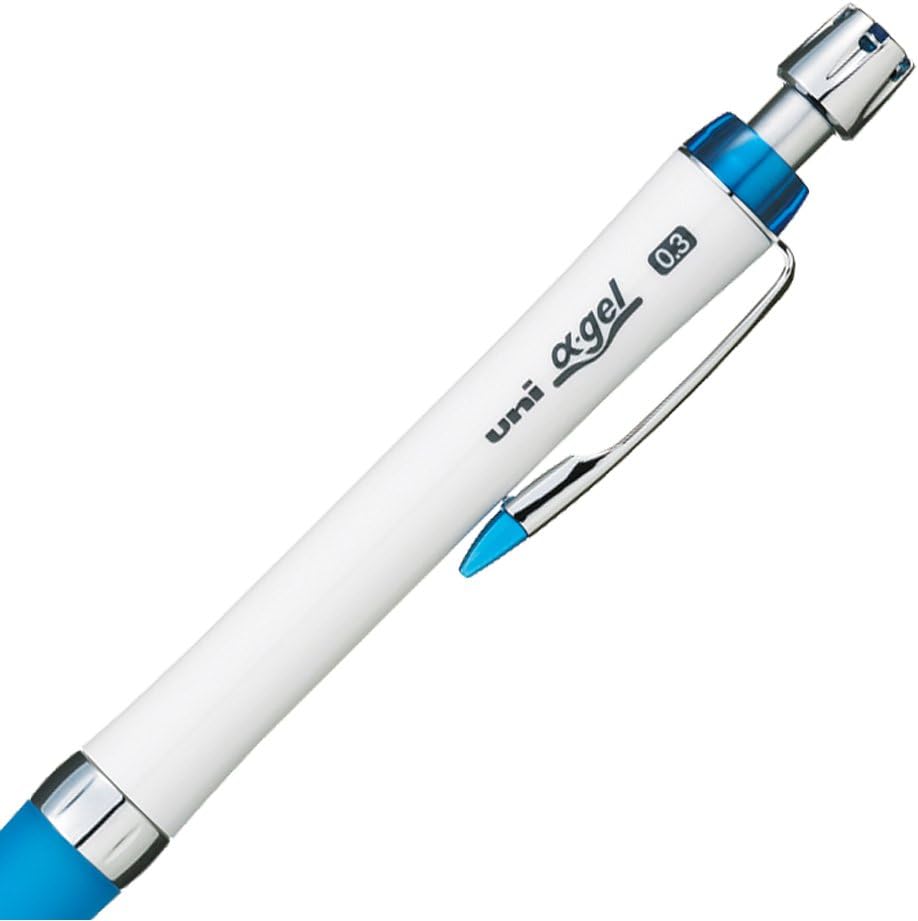 Uni Mechanical Pencil, Slim Model with Alpha Gel Grip, 0.3mm, White & Blue (M3807GG1PW.33)