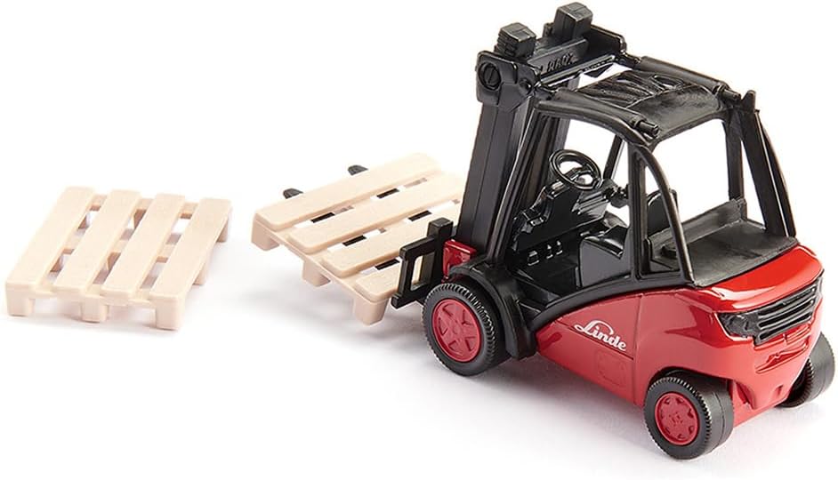 Siku 1722, Linde Forklift, 1:50, Metal/Plastic, Red, Movable Fork, Incl. 2 pallets