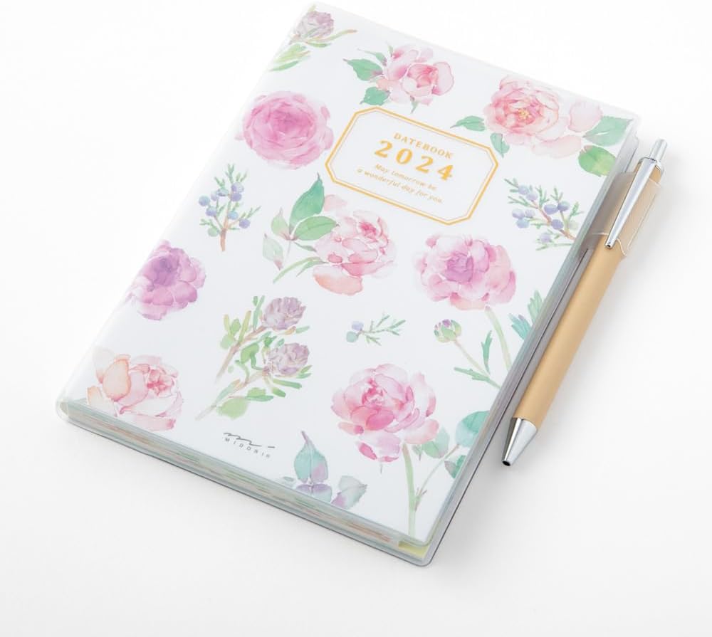 Midori Pocket Diary 22256006 Weekly Planner, 2024, B6, Cat Pattern, Starts January 2024 (country time floral pattern)