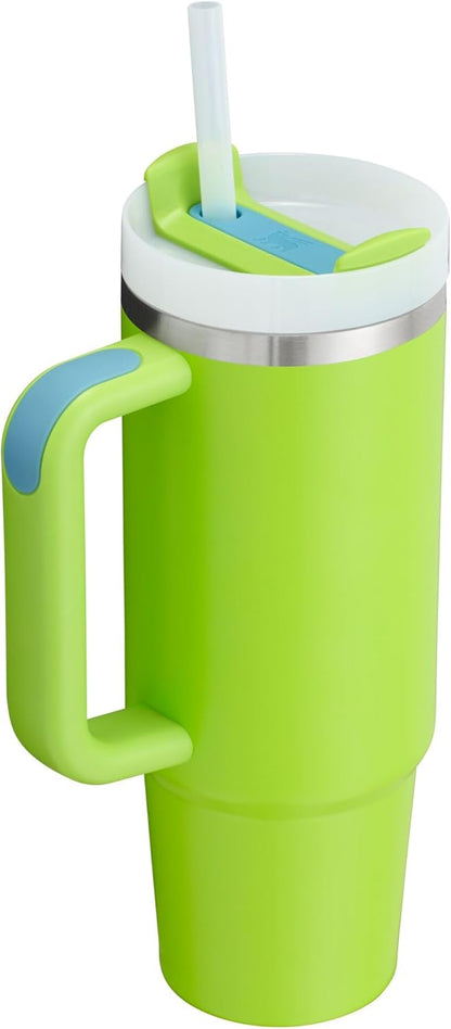 Stanley Quencher H2.0 Tumbler with Handle and Straw 30 oz | Flowstate 3-Position Lid | Cup Holder Compatible for Travel | Insulated Stainless Steel Cup | BPA-Free | Bright Lime