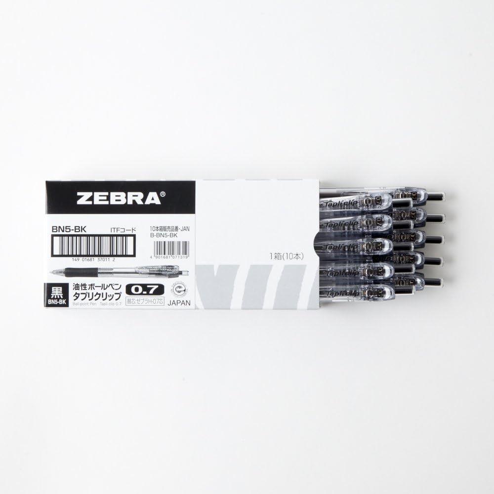 ZEBRA Permanent Ball Point Pen Tapri Clip 0.7 Black 10 pcs B-BN5-BK
