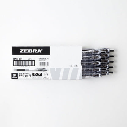 ZEBRA Permanent Ball Point Pen Tapri Clip 0.7 Black 10 pcs B-BN5-BK