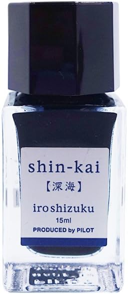 PILOT Fountain Pen Water Based Ink, Iroshizuku Mini Bottle, 0.5 fl oz (15 ml) [Deep Sea] INK15SNK, Shin-kai