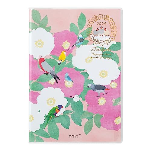 Midori Pocket Diary 22256006 Weekly Planner, 2024, B6, Cat Pattern, Starts January 2024 (Tri-print)
