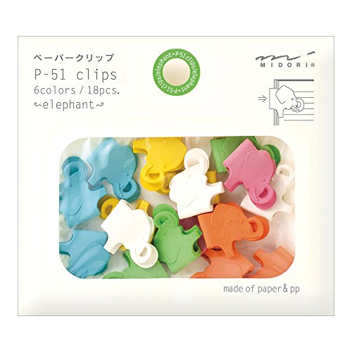 Midori Paper Clips, Animal Elephant, 18 Pieces (43301006)