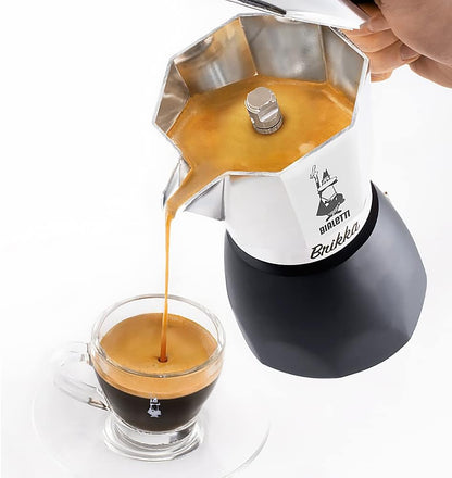 Bialetti - New Brikka, Moka Pot, the Only Stovetop Coffee Maker Capable of Producing a Crema-Rich Espresso, 2 Cups (3,4 Oz), Aluminum and Black