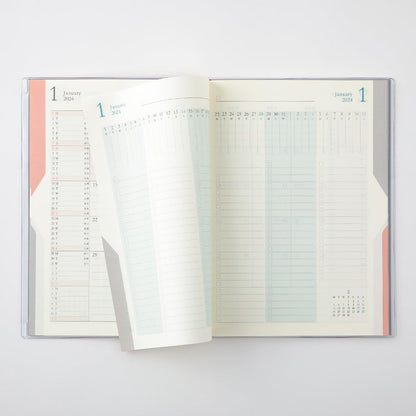 Midori 22268006 ToDo Double Schedule Planner, 2024, B6, Monthly Planner, Orange (Starts October 2023) (Blue)