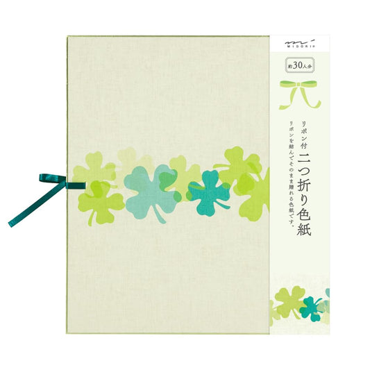 Midori 33114006 Colored Paper, Colored Paper, Bi-Fold, Ribbon, Clover Pattern, Product Size: 10.7 x 19.1 inches (272 x 485 mm), 5.1 oz (145 g)