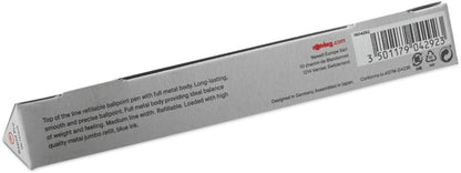 rOtring Rapid Pro Retractable Ballpoint Technical Drawing Pen, Medium Point, Blue Ink, Black Full-Metal Body
