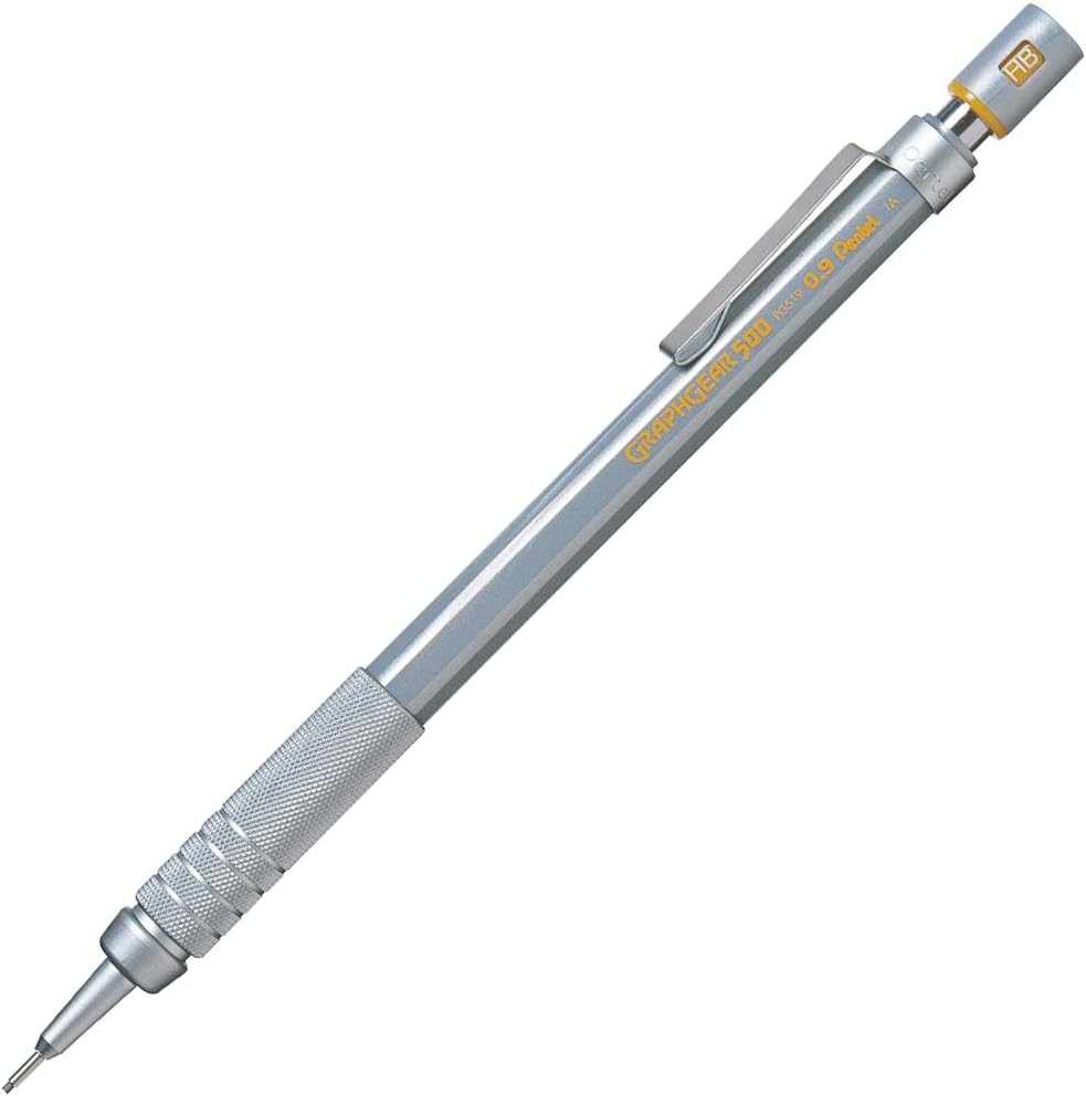 Pentel Packaged Graph Gear 500 Automatic Drafting Pencil, 0.9mm, Yellow Accents (XPG519)