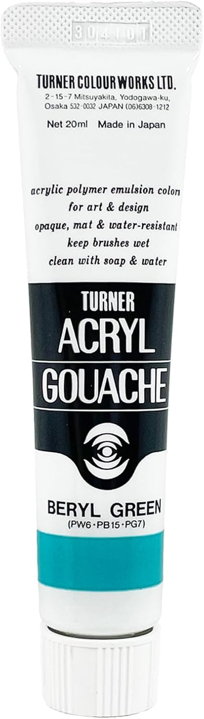 Turner Colour Works Acryl Gouache Artist Acrylic Paint - Single 20 ml Tube - Beryl Green