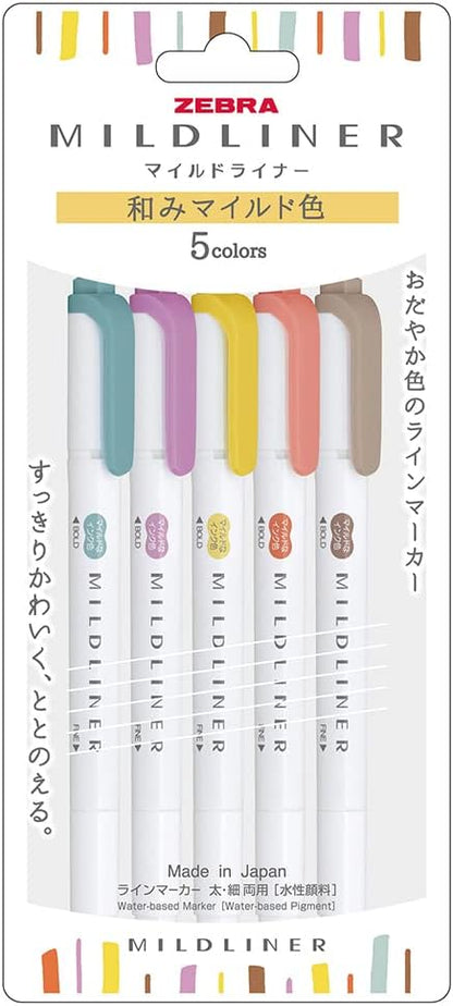 ZEBRA WKT7-5C-RC-N Highlighter, Mildliner, Warm Color, RC5 Colors