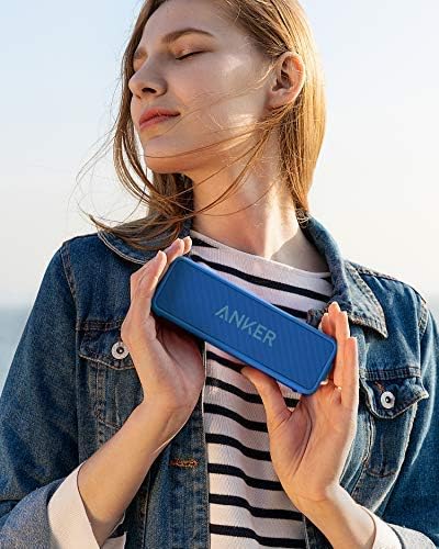 Anker Soundcore 2 12W Portable, Wireless Bluetooth Speaker with Better Bass, 24-Hour Playtime, 66ft Bluetooth Range, IPX7 Water Resistance, Built-in Mic, Ideal for Shower, Travel, Party, Beach - Blue