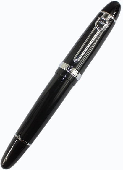 JINHAO Advanced Fountain Pen 159 Black Bright with Silver Broad Nib front view