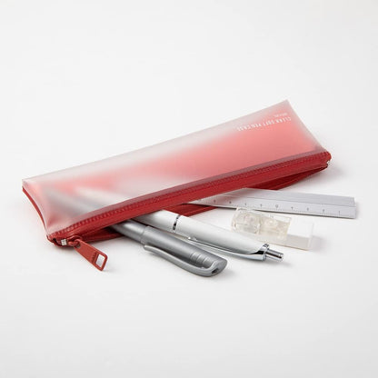 Midori 41816006 Pencil Case, Clear Soft Pen Case, Red, Red
