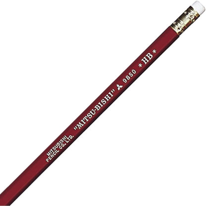 Mitsubishi Pencil 9850 HB Eraser Pencils, 1 Dozen (K9850HB)