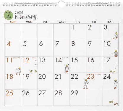 Midori 31287006 2024 Wall Calendar, Large, Country Time Floral Pattern (Ojisan Print)