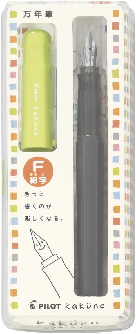PILOT Kakuno Fountain Pen of Biginners, Fine Nib, Light Green Body (FKA-1SR-LGF), alternate view