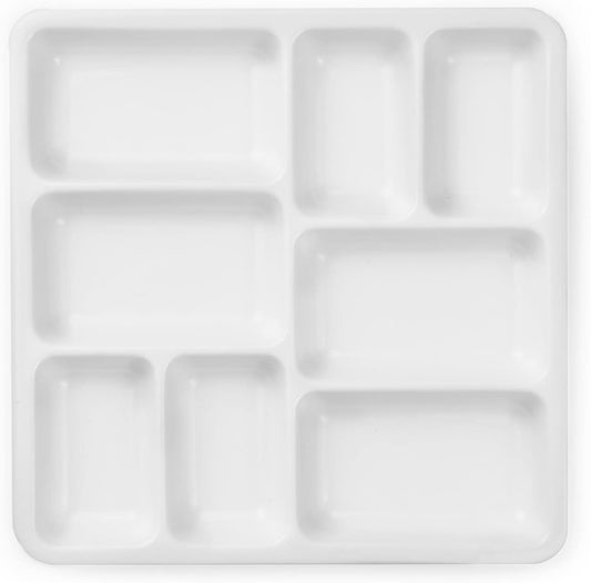 MEEDEN 8-Well Ceramic Artist Paint Palette, Square Porcelain Watercolor Palette, White Ceramic Mixing Tray for Gouache Painting, Oil Painting, Acrylic Painting & Tempera Painting, 7"?� 7"?� 0.9"