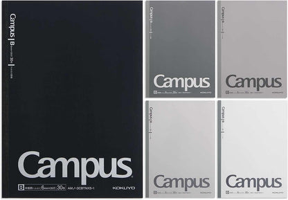 Kokuyo AMNO-3CBTNX5-1 Campus Notebook, B5, Dotted B Ruled, 5 Color Pack, Gray