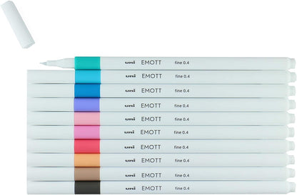Uni EMOTT Fineliner Pen Set #2, 10-Colors