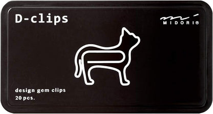 Midori D-clips Cat Paper Clips (Pack of 20) 43387-006