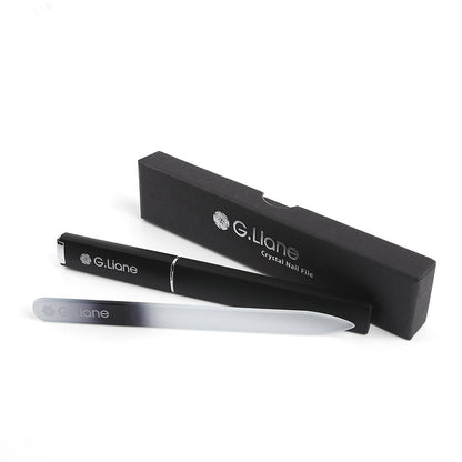 G.Liane Crystal Nail File???Professional Double Sided Glass Fingernail Files with Case,Manicure for Natural Acrylic Gels Nails,Manicure Tools for Home and Salon(Rainbow Black)