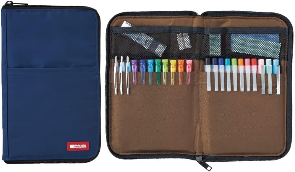 LIHIT LAB Slim Pen/Pencil Pouch, Wide, 0.7 ?� 5.5 ?� 8.5 Inches, Indigo (A7653-11)