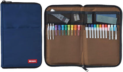 LIHIT LAB Slim Pen/Pencil Pouch, Wide, 0.7 ?� 5.5 ?� 8.5 Inches, Indigo (A7653-11)