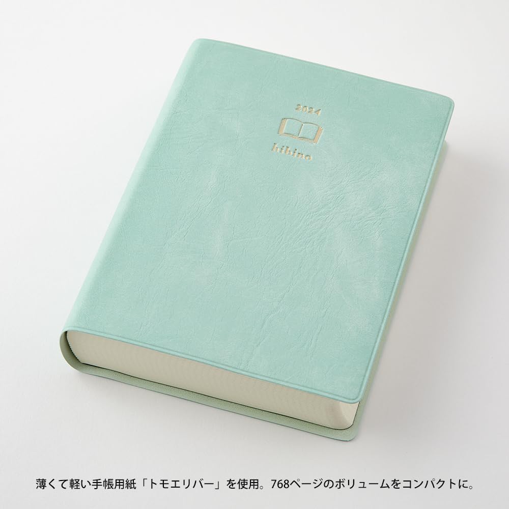 Midori hibino 22290006 Planner, 2024, A6, Daily Blue-Green (Starts January 2024) (blue green)