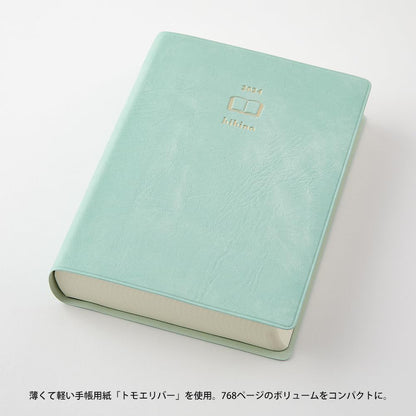 Midori hibino 22290006 Planner, 2024, A6, Daily Blue-Green (Starts January 2024) (blue green)