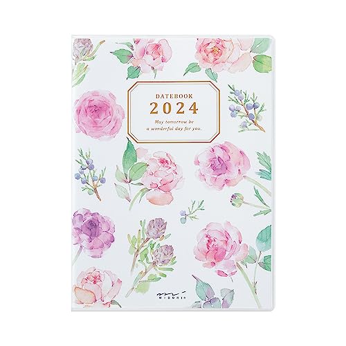 Midori Pocket Diary 22251006 Weekly Planner, 2024, A6, Clover Pattern, Starts January 2024 (country thyme floral)