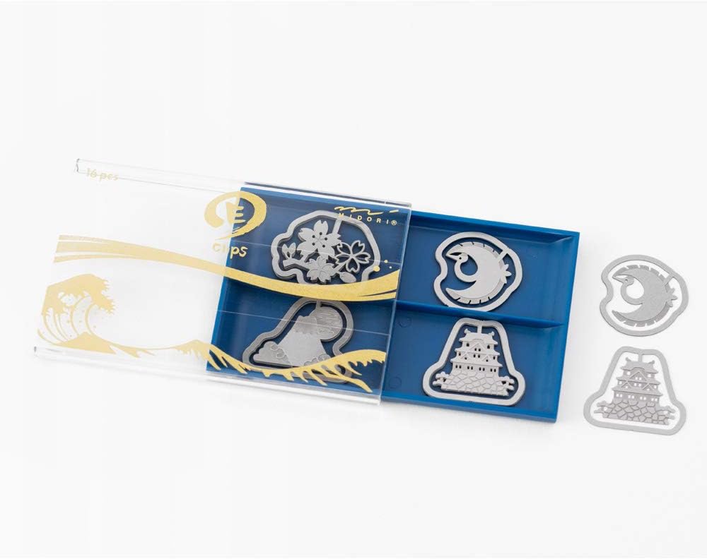 Etched Clips Japanese Symbol Pattern Made in Japan Paper Clip