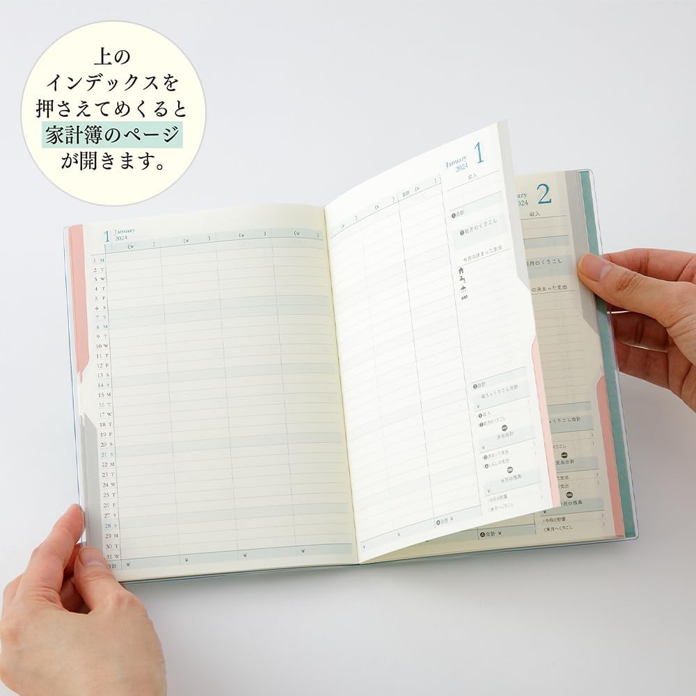 Midori 22266006 Double Schedule Planner, 2024, B6, Monthly Money, Pink (Starts October 2023) (teal)