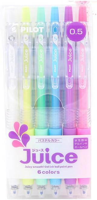 PILOT Juice Gel Ink Ballpoint Pen, 0.5mm, Pastel Colors (LJU60EF-6CP)